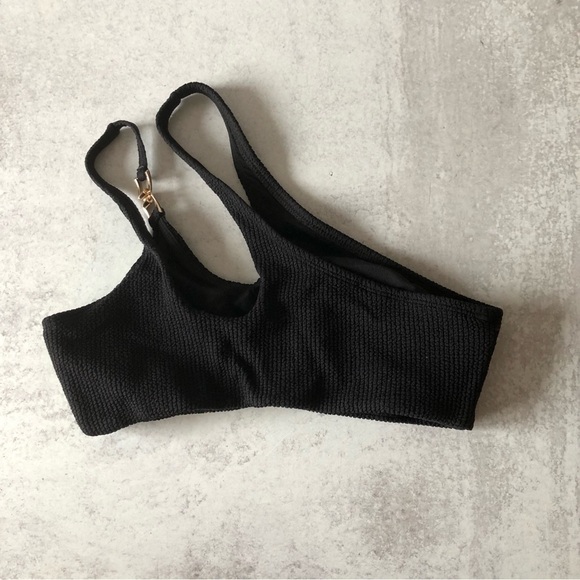 River Island Asymmetrical Double Strap One Shoulder Bikini Black Size 4 - Picture 12 of 13